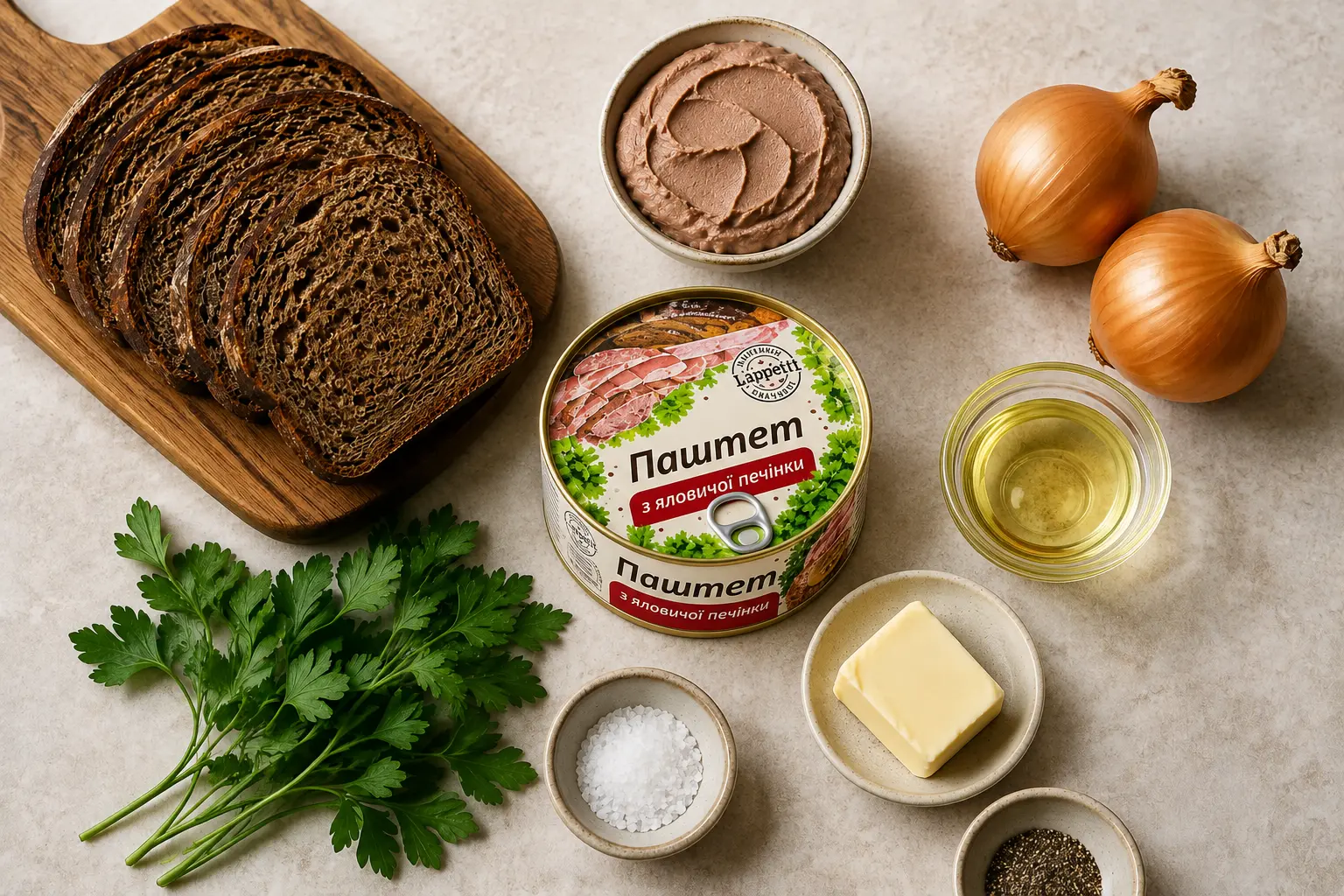 Інгредієнти для грінок з паштетом L’appetit