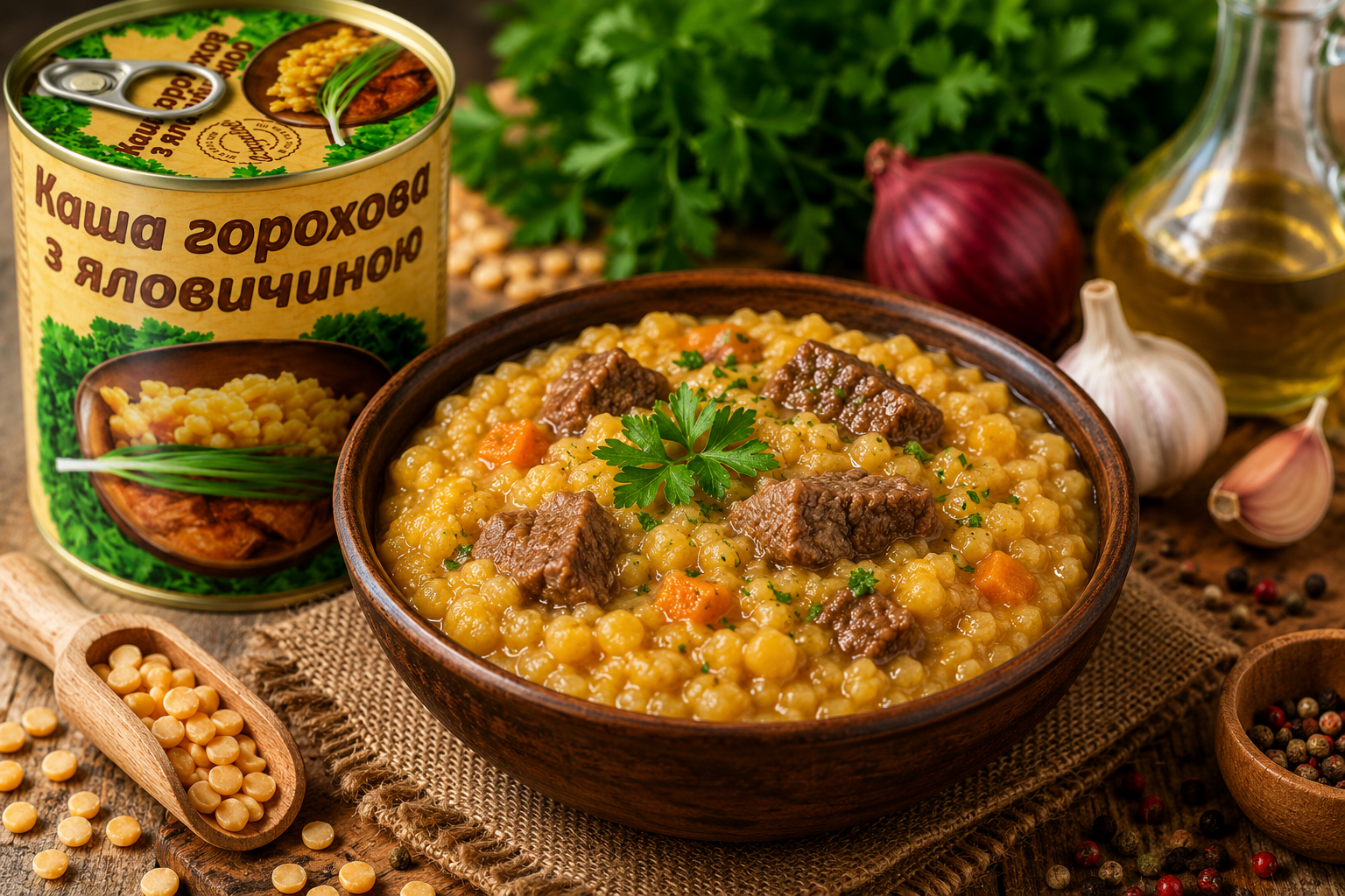 Каша L'appetit горохова з яловичиною 350 г - Зображення 2